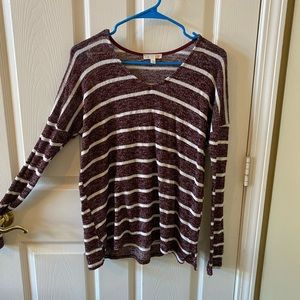 Small maroon and white long sleeve